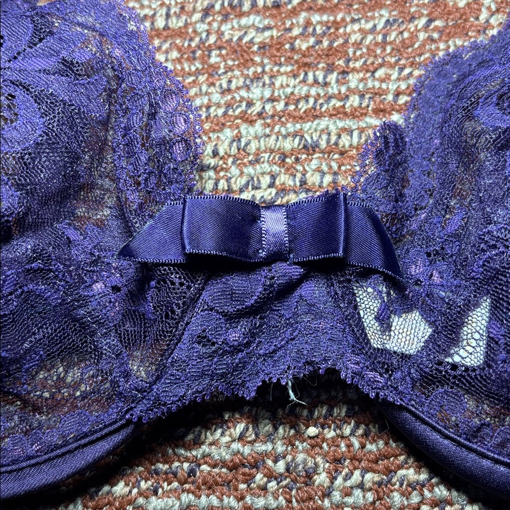 Victorias Secret Bra Vintage sheer purple unlined gold label delicate lace bra - Picture 4 of 13